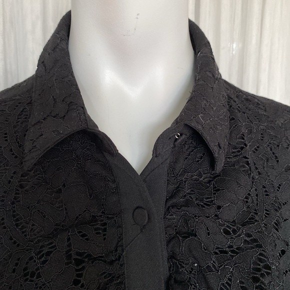 NEW!! Isaac Mizrahi black lace wide leg jumpsuit! Ruffles holiday, event Size 6 - Picture 5 of 17